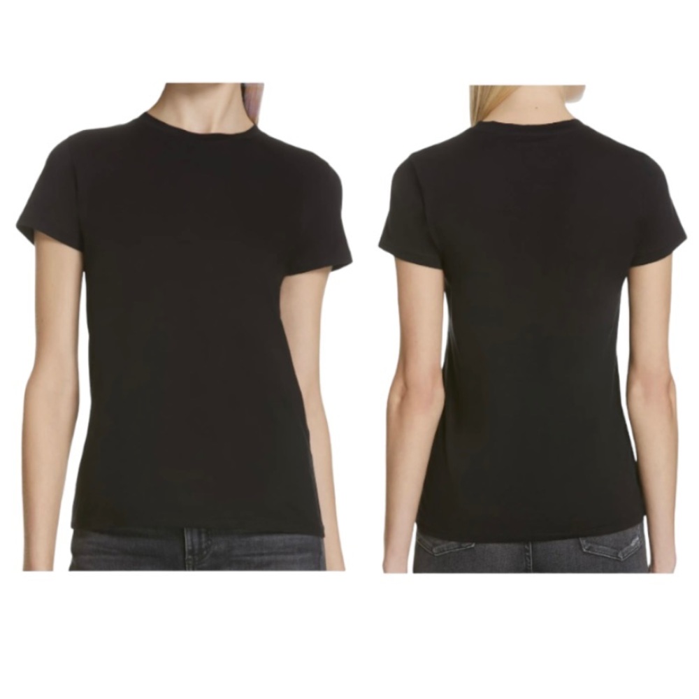 VINCE Women’s Black Crewneck T-Shirt 50% Pima Cotton 50% Modal Size M